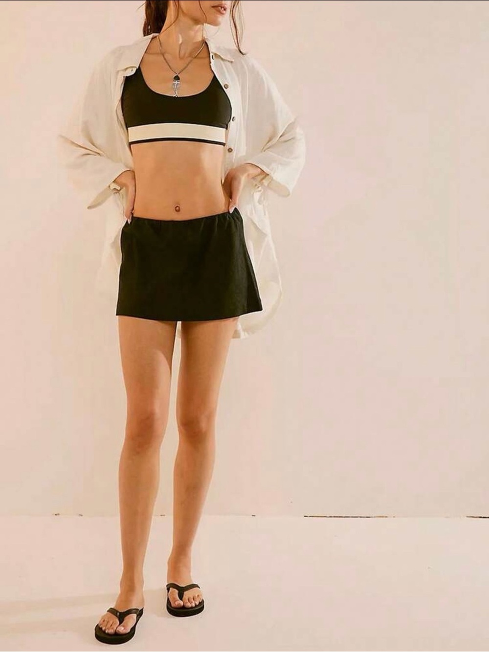 Women's Black Elastic Waist A-Line Skirt